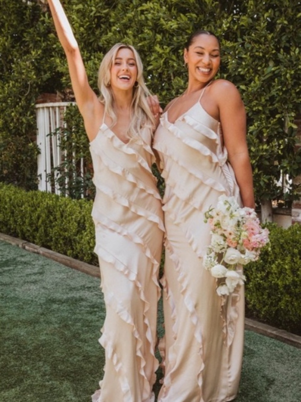 Show Me Your MuMu Champagne Ruffle Maxi Dress